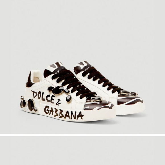 Dolce Gabanna Portofino Zebra Sneakers.